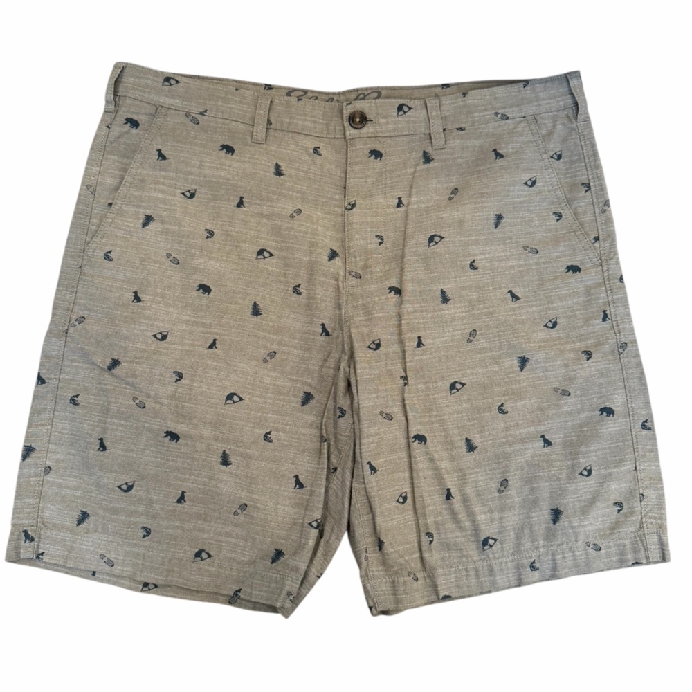 Eddie Bauer Men's Gray Patterned Flat Front Shorts